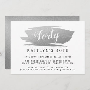 Trendy & Chic Silver Foil Ladies Birthday Invitation