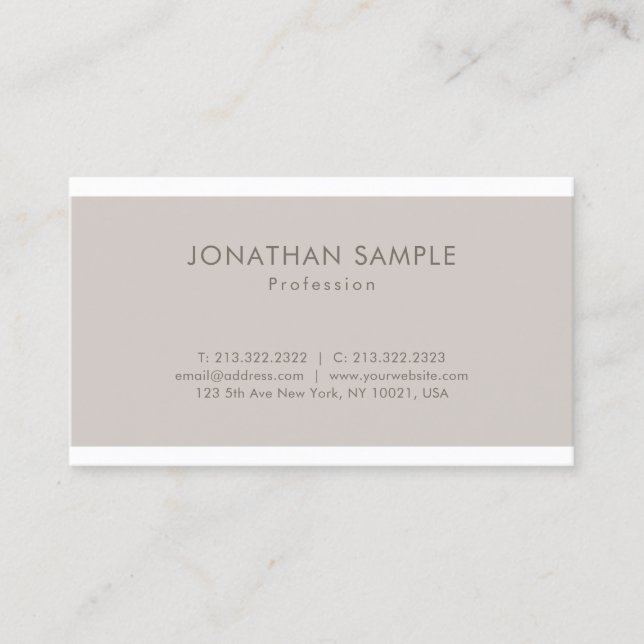 Trendy Chic Sleek Graphic Design Modern Plain Luxe Business Card (Front)