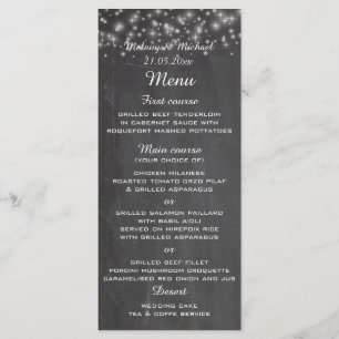 Trendy chic sparkles chalkboard wedding menu