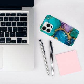 Trendy Chic Teal Swirls iPhone Case