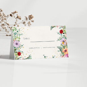 Trendy Chic Wildflowers Floral Wedding Reception  Place Card