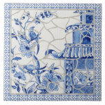 Trendy Chinoiserie Chic Blue White Chinese Pagoda  Tile<br><div class="desc">"Trendy Chinoiserie Chic Blue White Chinese Pagoda ceramic tile."  Modern,  original artwork in a vintage style that is Asian inspired from antique pottery and tile murals.  This design was painted,  then graphically "broken" for a broken china style.  Created by internationally licensed artist and designer,  Audrey Jeanne Roberts,  copyright.</div>