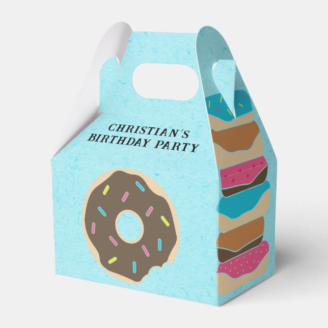 Trendy Chocolate Sprinkle Doughnut Boy Birthday Pa Favour Box (Front Side)