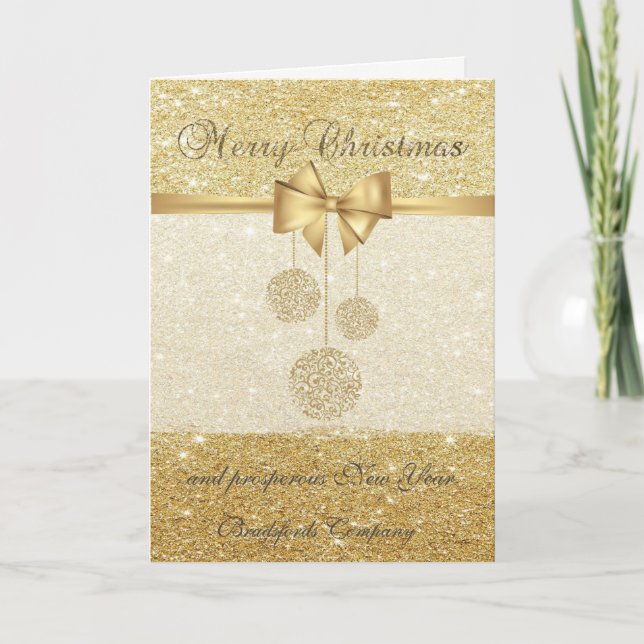 Trendy ,Christmas Balls,Glittery,Corporate Holiday Card (Front)