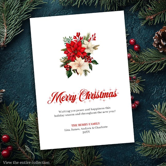 Trendy Christmas Flowers Printable Greeting Card (Trendy Christmas Flowers Printable Greeting Card

)