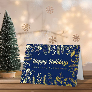 Trendy Christmas Foliage Real Foil Holiday Card