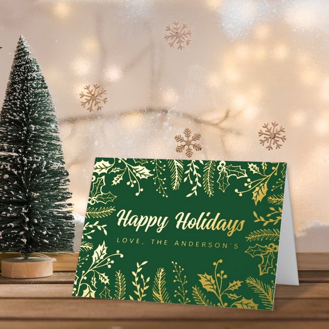 Trendy Christmas Foliage Real Foil Holiday Card (Creator Uploaded)