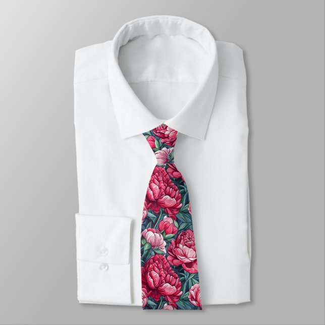 Trendy Christmas Gift For Dad Peonies Tie (Tied)