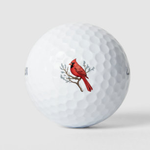 Trendy Christmas Holiday Red Cardinal Golf Balls
