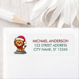 Trendy Christmas King Lion Santa Return Address