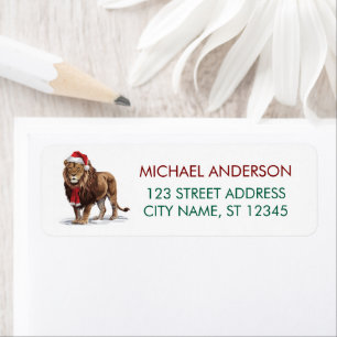 Trendy Christmas King Lion Santa Return Address   