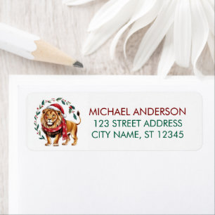 Trendy Christmas King Lion Santa Return Address   