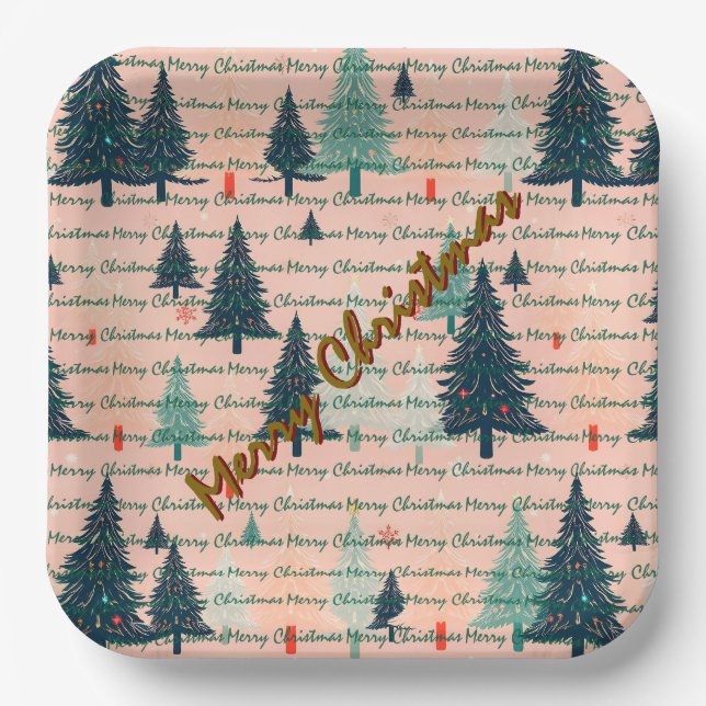 Trendy Christmas Luxury Christmas Trees Paper Plate (Front)