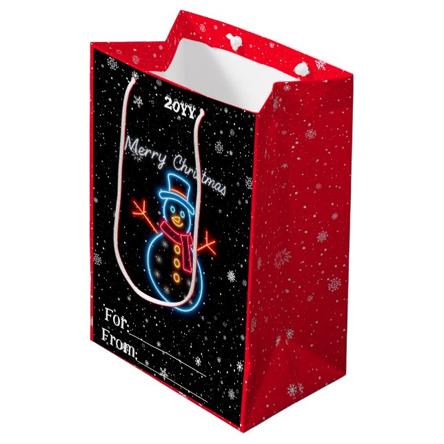 Trendy Christmas Neon Holiday Collection Medium Gift Bag (Front Angled)