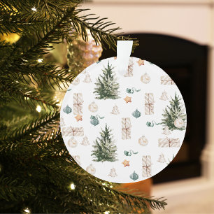 Trendy Christmas Pattern   Watercolor  Ornament