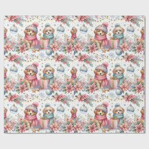 Trendy Christmas Puppies Wrapping Paper