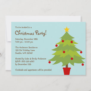 Trendy Christmas Tree Christmas Party Invitations