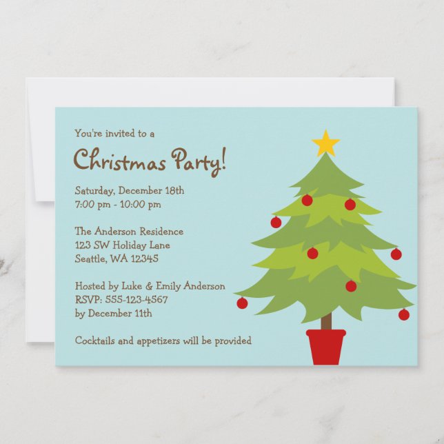 Trendy Christmas Tree Christmas Party Invitations (Front)