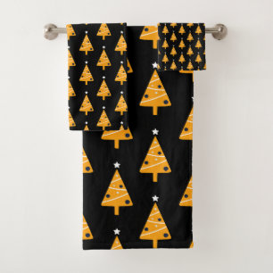 Trendy Christmas Tree Seamless Pattern Bath Towel Set