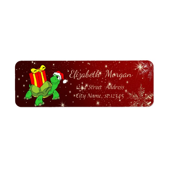Trendy Christmas,Turtle, Santa Hat,Present (Front)