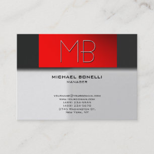 Trendy chubby grey red pattern business card
