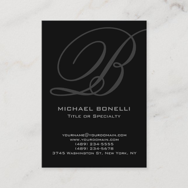 Trendy chubby modern grey black business card (Front)