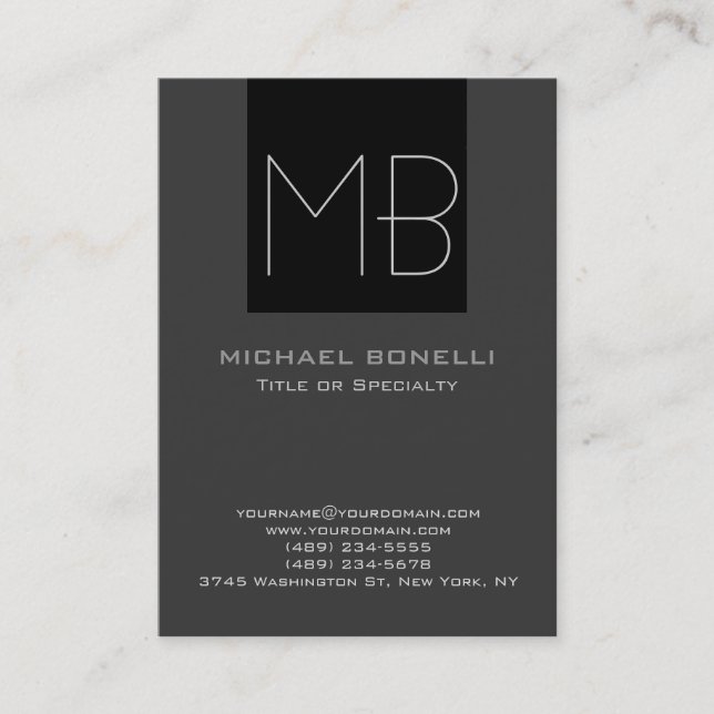 Trendy chubby modern grey black business card (Front)