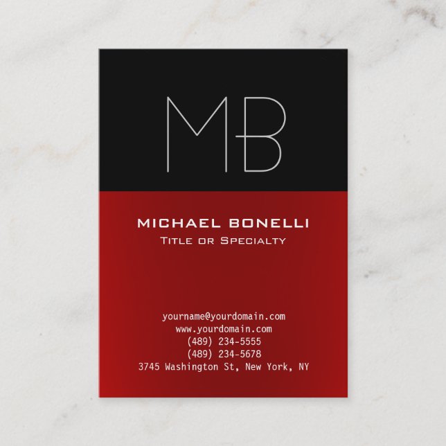 Trendy chubby modern red black business card (Front)