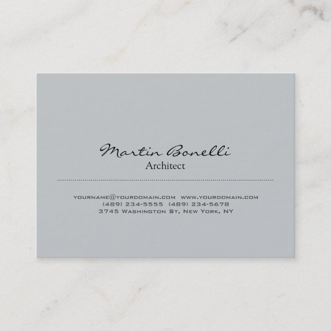 Trendy Chubby Stylish Grey Architect Business Card (Front)