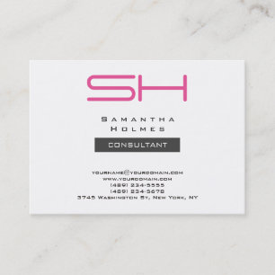Trendy Chubby White Grey Pink Modern Monogram Business Card