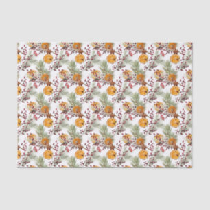 Trendy Citrus Orange Pine Berry Christmas Holiday Tissue Paper