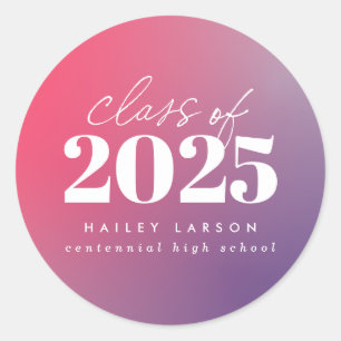 Trendy Class of 2024 Pink Gradient Graduation Classic Round Sticker