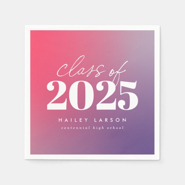 Trendy Class of 2024 Pink Gradient Graduation Napkin (Front)