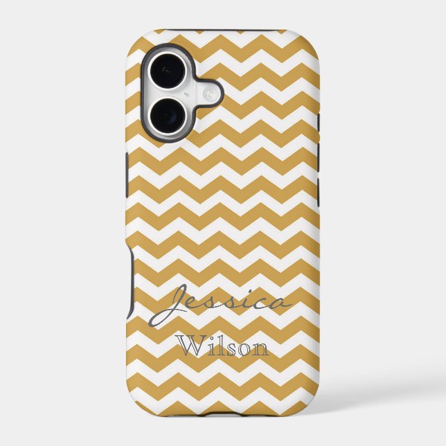 Trendy, classic golden chevron pattern with name (Back)