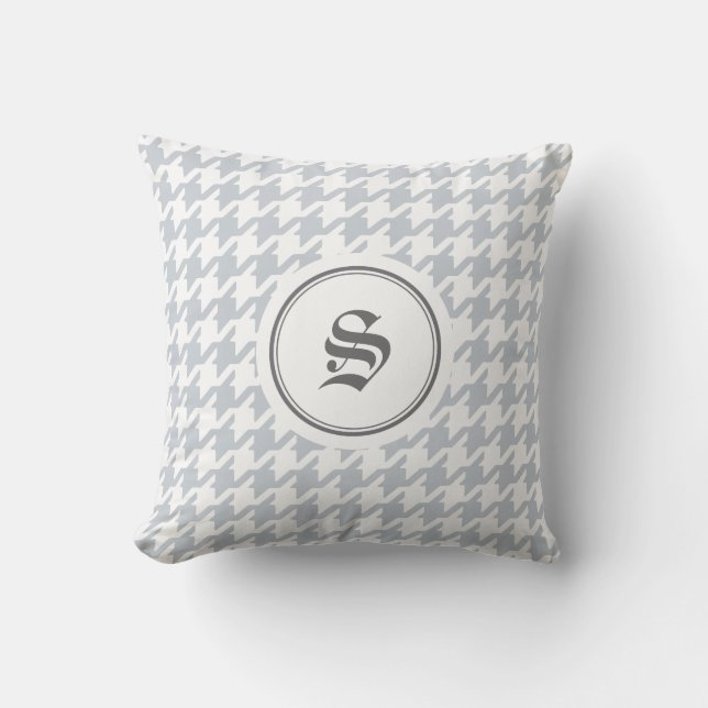 Trendy classic grey houndstooth with monogram cushion (Front)