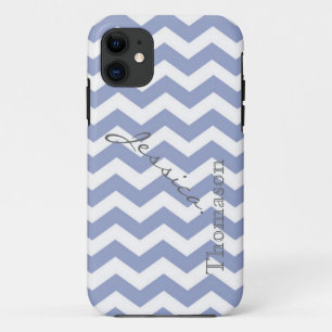 Trendy, classic light blue chevron zigzag pattern, iPhone 11 case