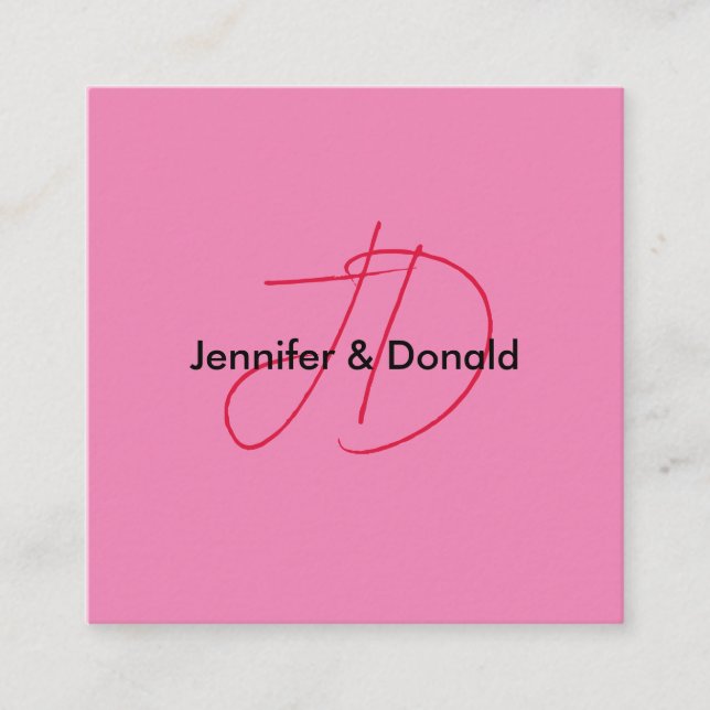 Trendy classical script monogram name enclosure card (Front)