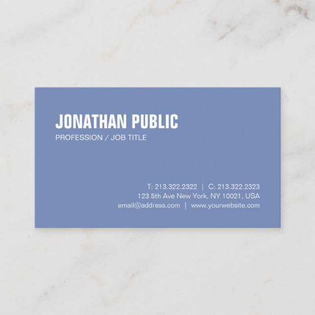 Trendy Clean Creative Design Blue White Luxury Business Card (Front)