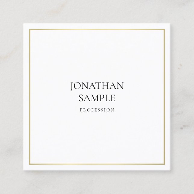 Trendy Clean Design Elegant Gold Look Professional Square Business Card (Front)