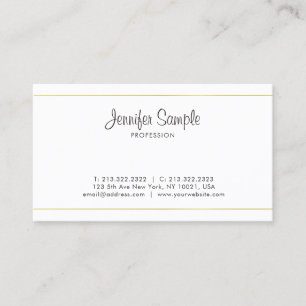 Trendy Clean Elegant Gold White Plain Professional Business Card