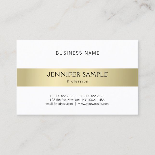 Trendy Clean Plain Elegant Gold Modern Design Luxe Business Card (Front)