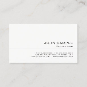 Trendy Clean Professional Creative Elegant White Business Card