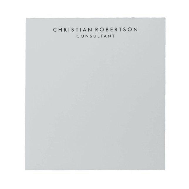 Trendy Clean Simple Grey Consultant Business Notepad (Front)