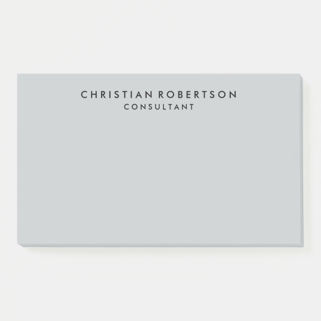 Trendy Clean Simple Grey Consultant Business Post-it Notes (Front)