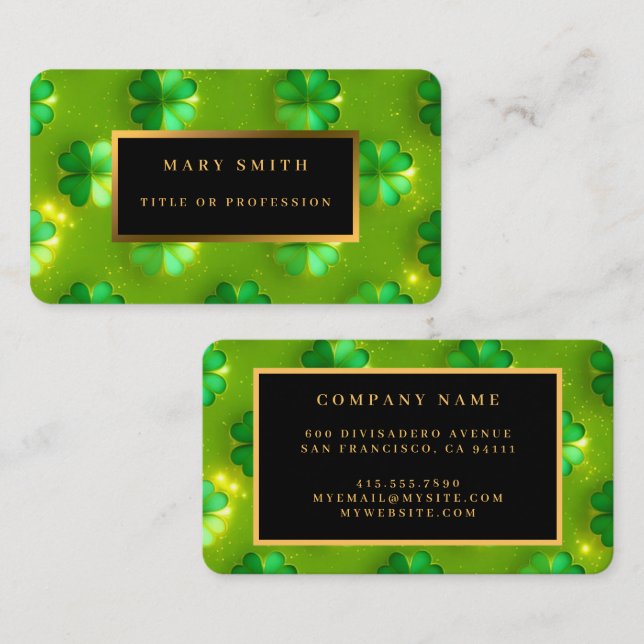 Trendy Clover 4 Lists Green Collection Business Card (Front/Back)