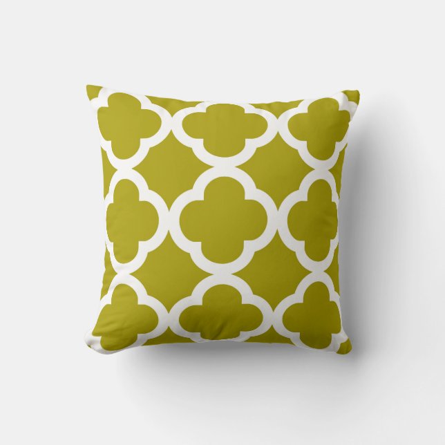 Trendy Clover Pattern in Chartreuse Green Cushion (Front)