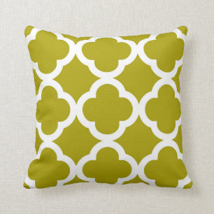 Trendy Clover Pattern in Chartreuse Green Cushion