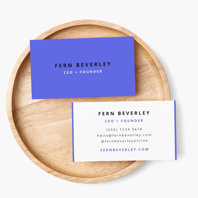 Trendy Cobalt Blue Modern Minimal Simple Stylish Business Card (Creator Uploaded)