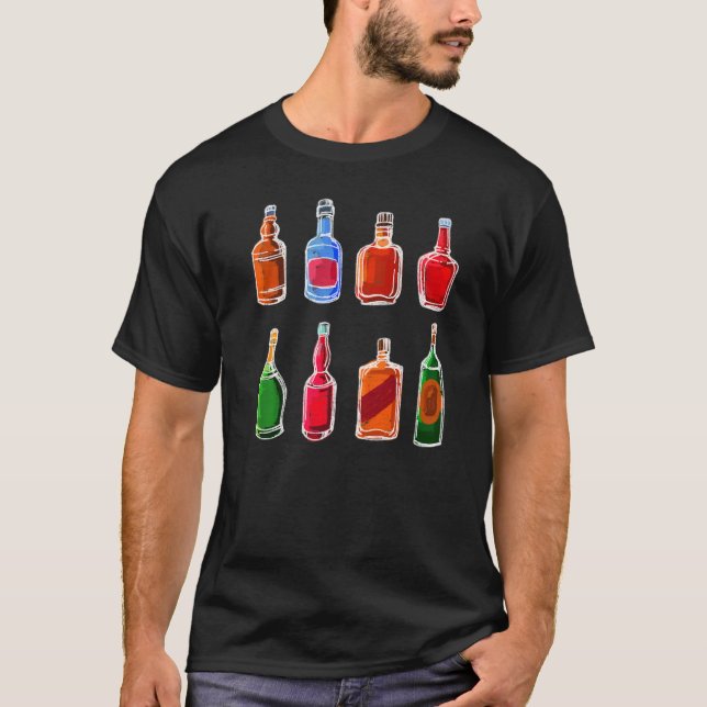 Trendy Cocktails Alcohol Party Whiskey Gin Rum Fun T-Shirt (Front)