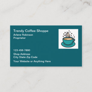Trendy Coffee Shop Bistro Cafe Business Card
